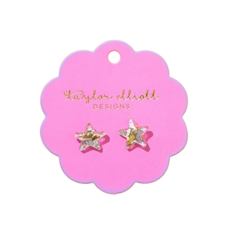 Gold + Silver Stud Earrings - Acrylic Stars - Confetti