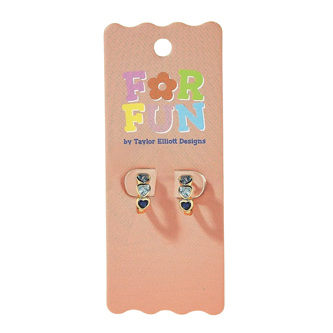 Assorted Blue Hearts Huggie Earrings - Lettie