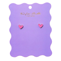 Stud Earrings - Gold Plated Enamel Hearts