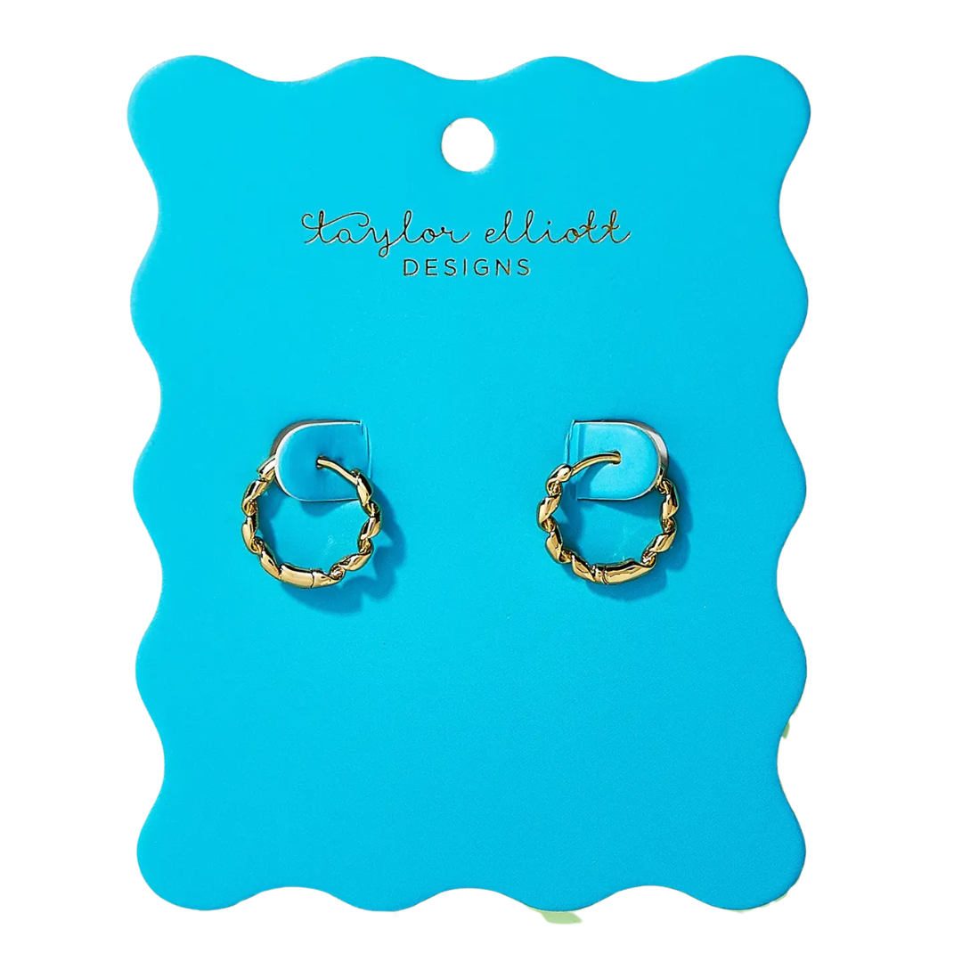 Huggie Earrings - Gold Twirls