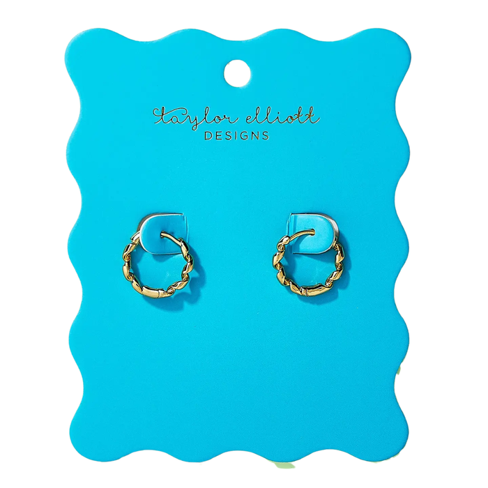 Huggie Earrings - Gold Twirls