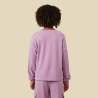 Soft Brushed Rib Seam Detail Long Sleeve Top
