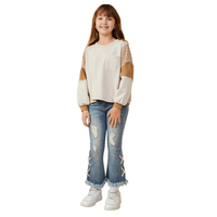 Stripe & Color Block Sleeve Knit Top