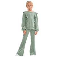 Ruffle Trim Twisted Pattern Knit Top