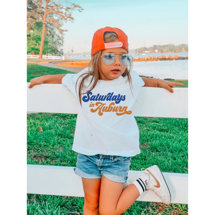 Saturday's in Auburn Bubble Letters Youth Tee