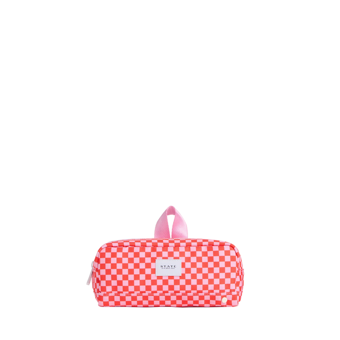 Clinton Pencil Case - Strawberry Check