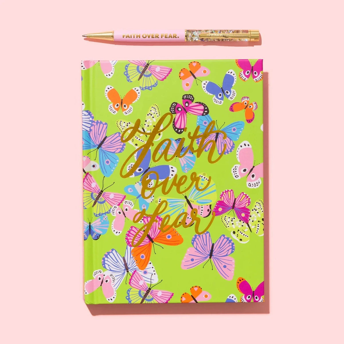 Pen - "Faith Over Fear" - Pink w/ Pearl Confetti