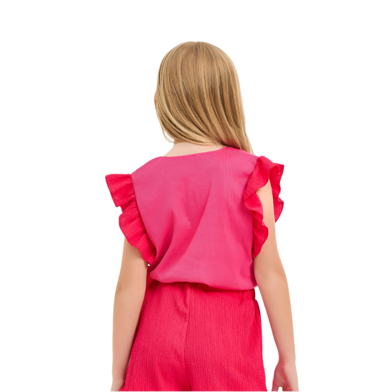 Ruffle Sleeve Ribbed Top