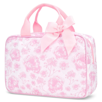 Pretty Pink Toile Large Cosmetic Bag