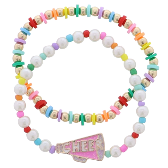 Kids Set of 2 Pearl Beaded Bracelet | "Cheer"
