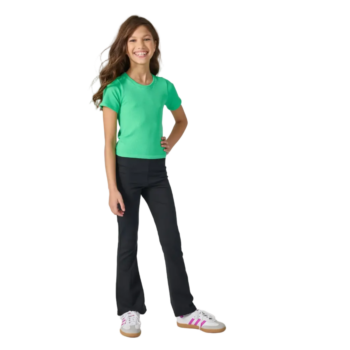 Glam Green Ribbed Short Sleeve Shirt