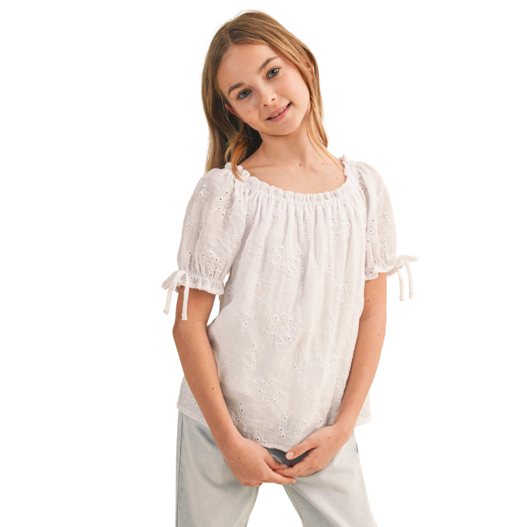 Peasant Eyelet Top