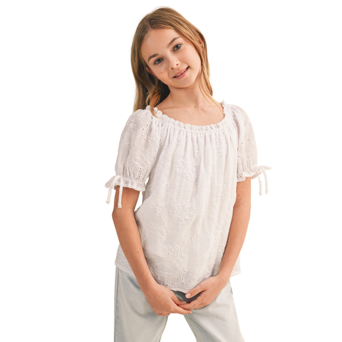 Peasant Eyelet Top