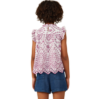 Eyelet Ruffle Detail Scallop Hem Top