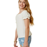 Knit Swiss Dot Square Neck Tee