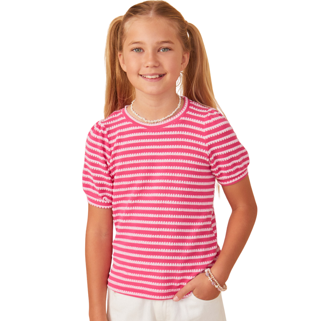 Stripe Puff Sleeve Top
