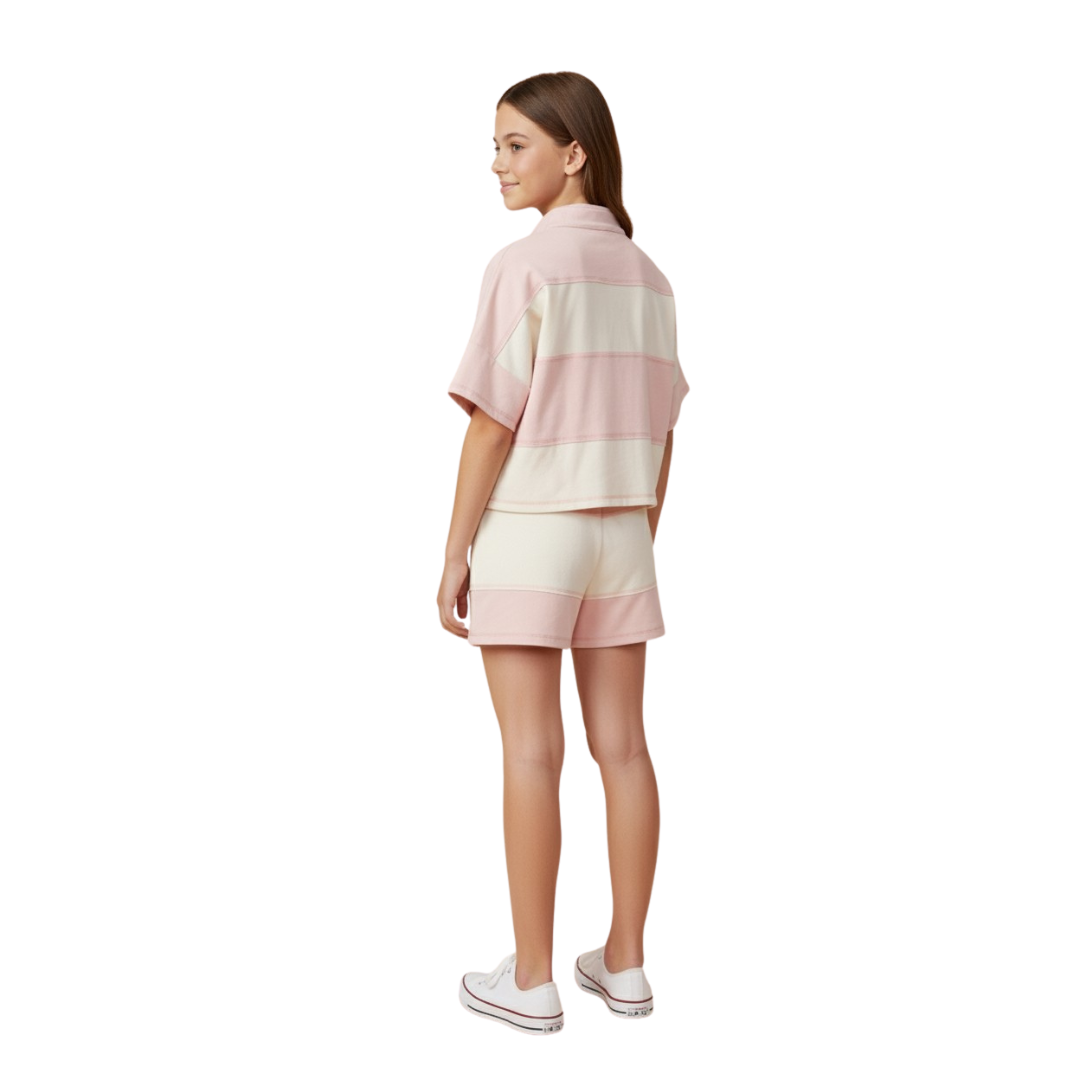 Color Block Stripe Elastic Waist Shorts