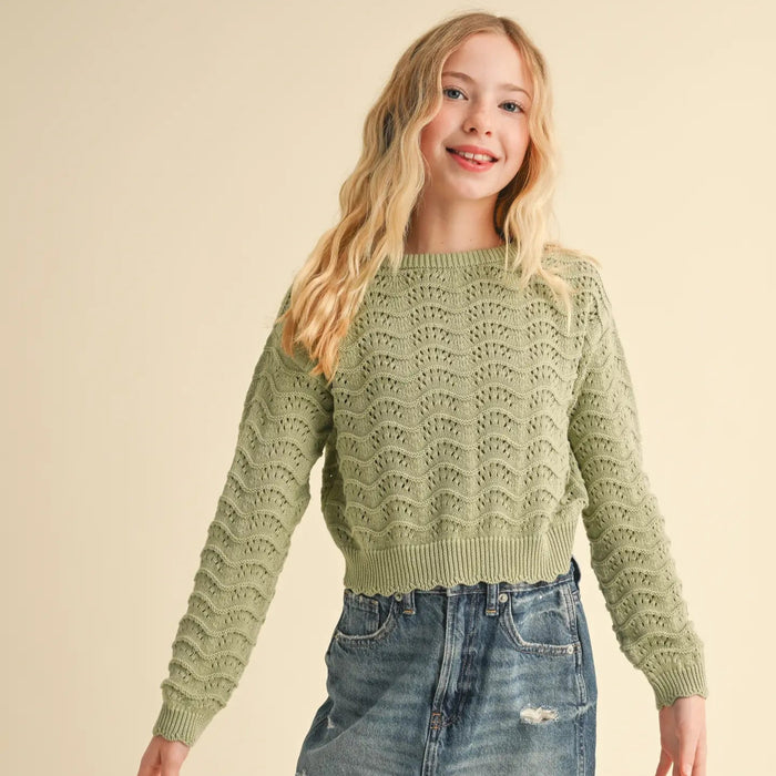 Wavy Pointelle L/S Sweater