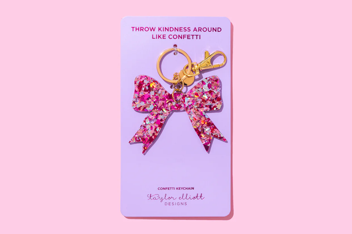 Keychain-Bow-Pink Confetti