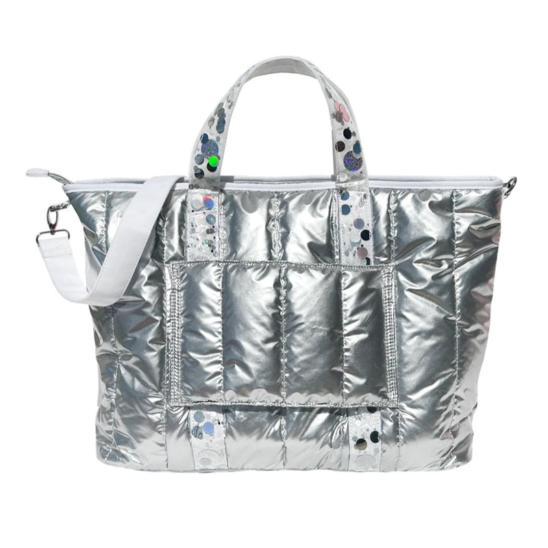 More Metallic Puffer Confetti Travel Bag