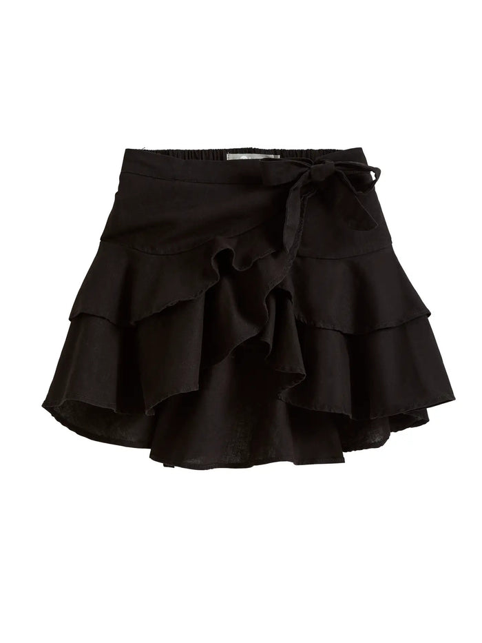 Ruffled Tier Self Tie Skirt