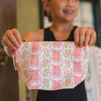 Ballet Slippers & Florals Canvas Pouch