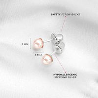 Pink Pearls Kids Earrings - Sterling Silver