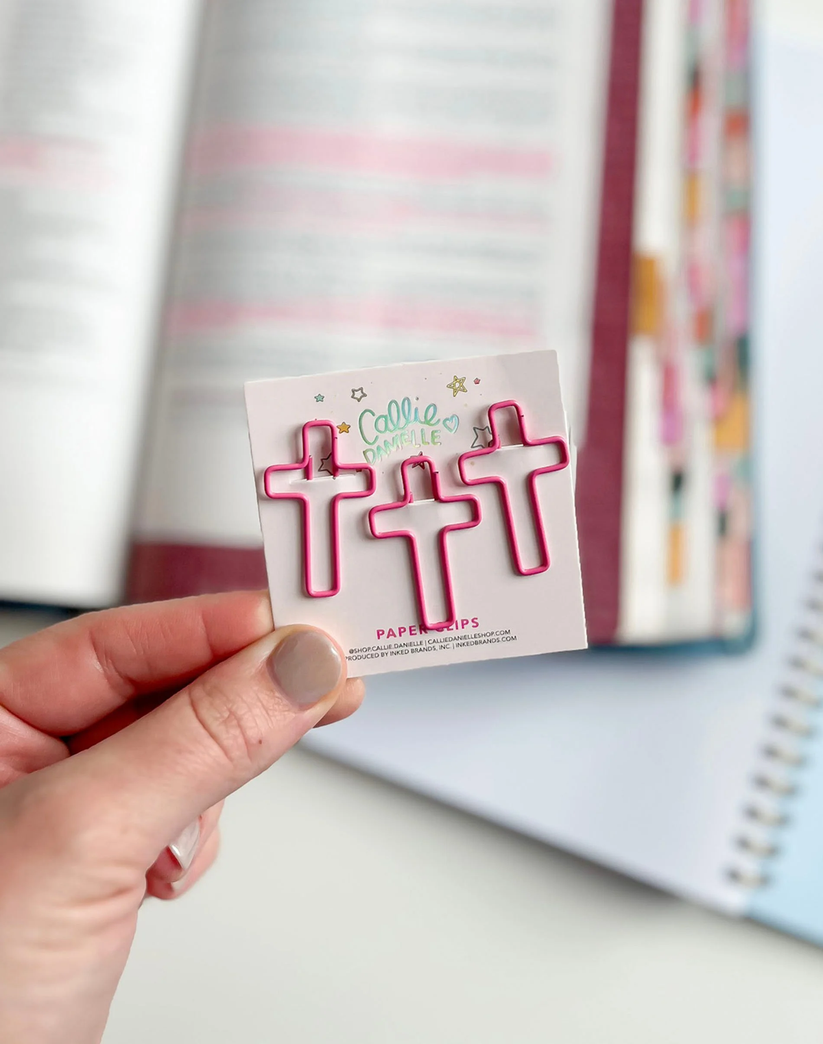 Pink Cross Paperclips