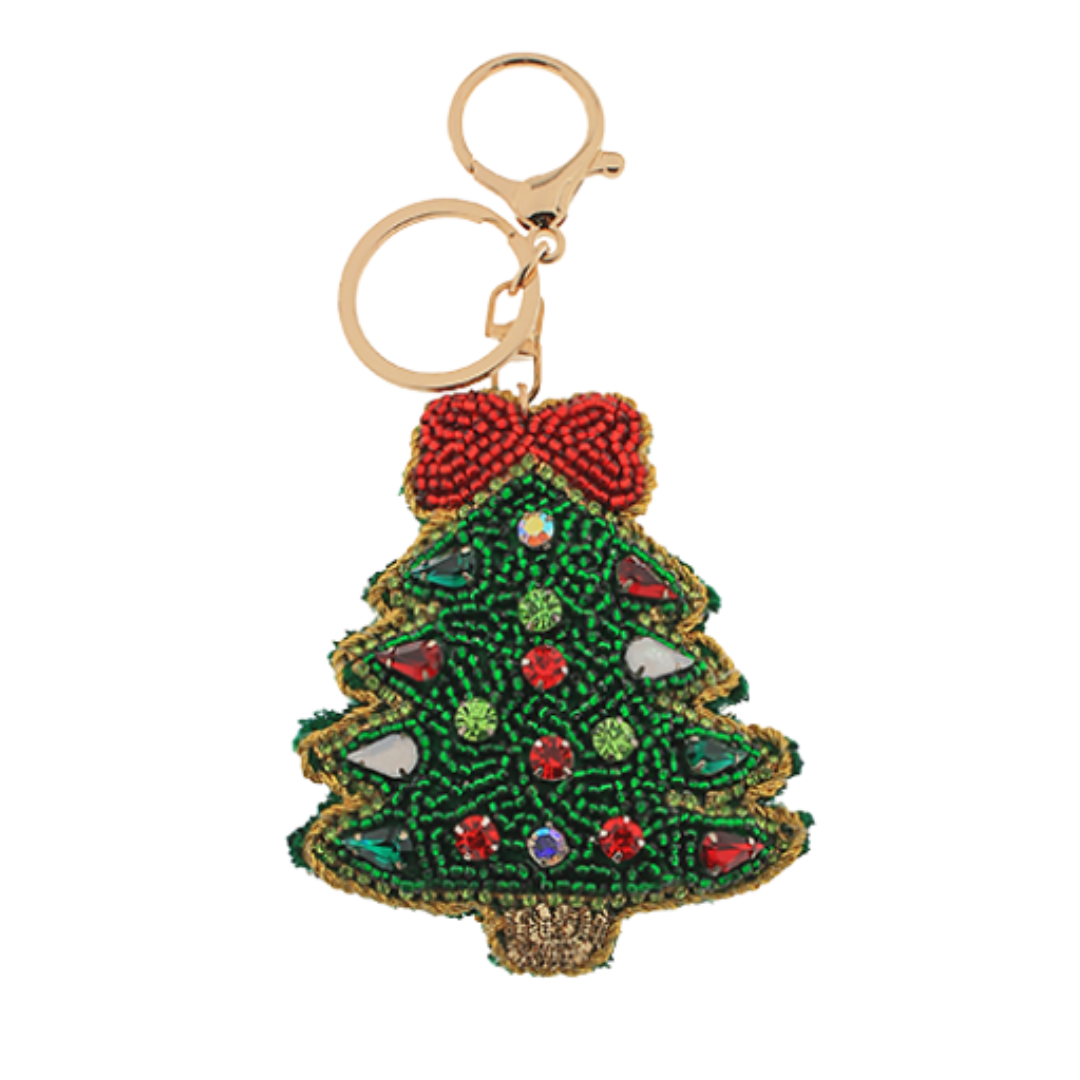 Beaded Christmas Tree Key Chain