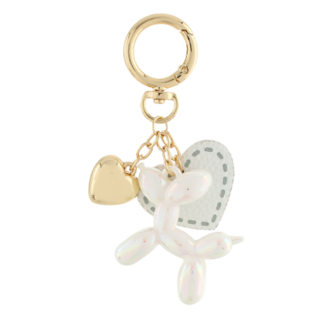 Balloon Dog & Leather Heart Bag Charm
