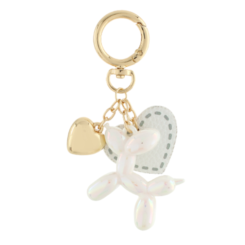 Balloon Dog & Leather Heart Bag Charm