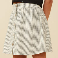 Button Front Striped Skirt