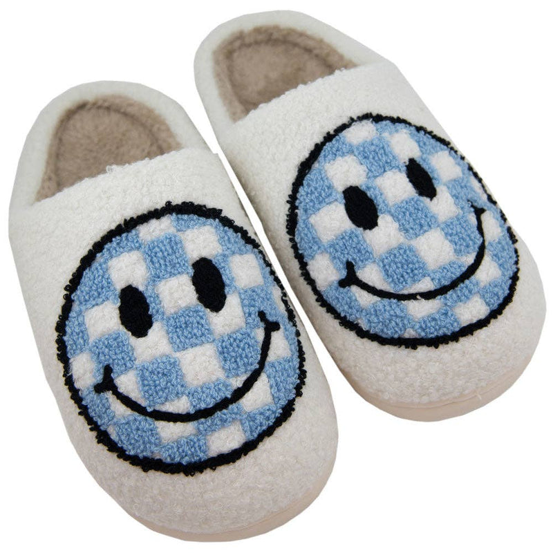 Checkered Pattern Happy Face Slippers