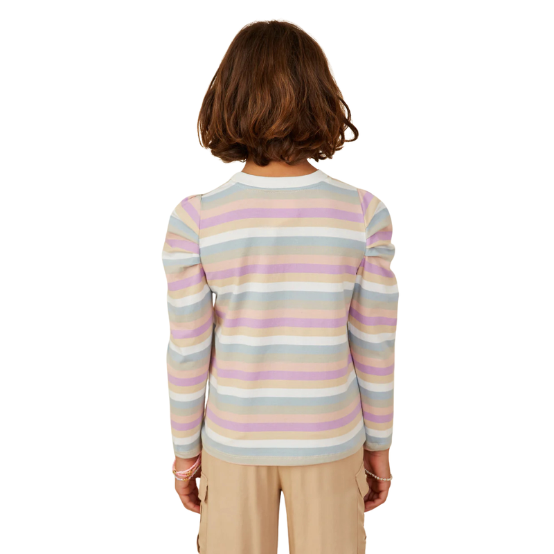 Stripe Puff Shoulder Knit Top