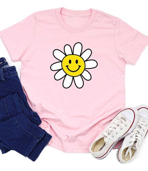 Smiley Daisy Tee in Pink