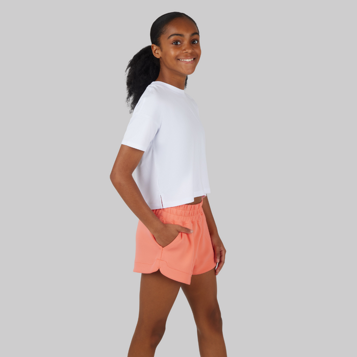 Girls Super Soft Boxy Scuba Short - Fusion Coral