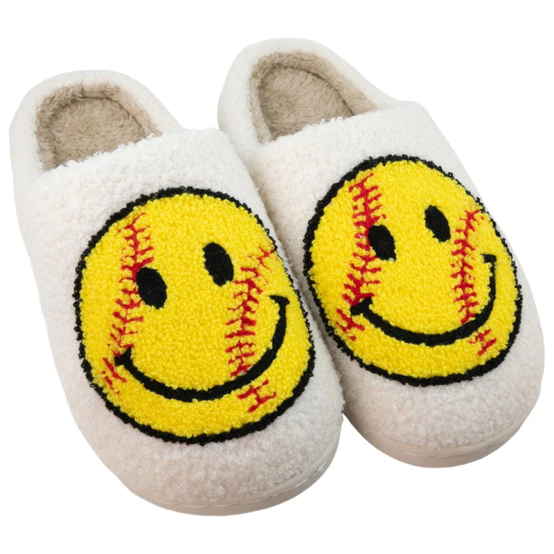 Softball Happy Face Slippers