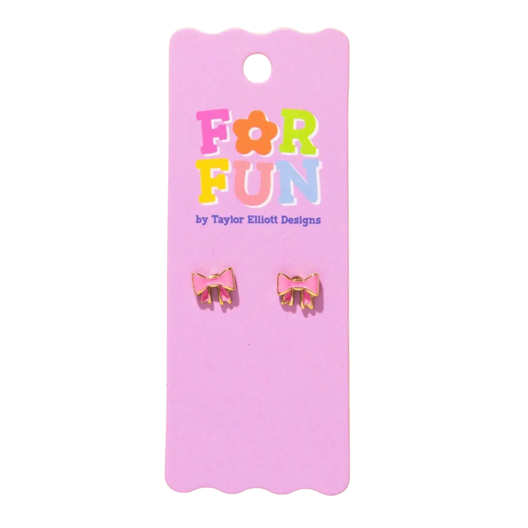 Stud Earrings - Pink Bows