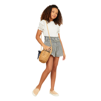 Gingham Print Smocked Waist Shorts