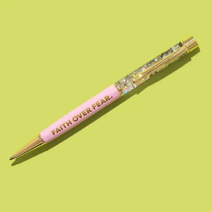 Pen - "Faith Over Fear" - Pink w/ Pearl Confetti