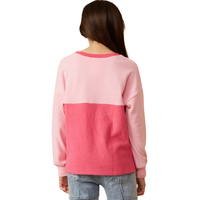 Soft Brushed Color Block LS Knit Top