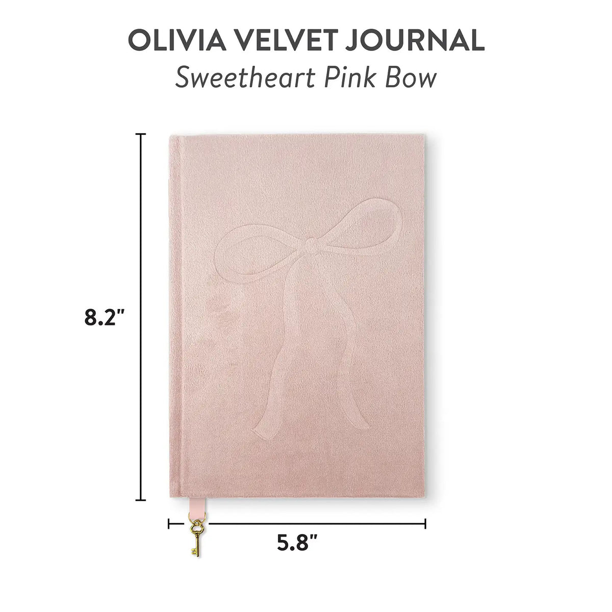 Sweetheart Pink Bow Olivia Velvet A5 Journal
