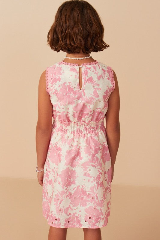 Sleeveless Eyelet Printed Dress
