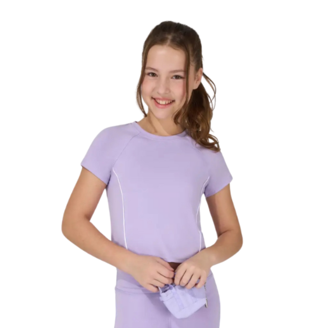 Girls Contrast Piping Top