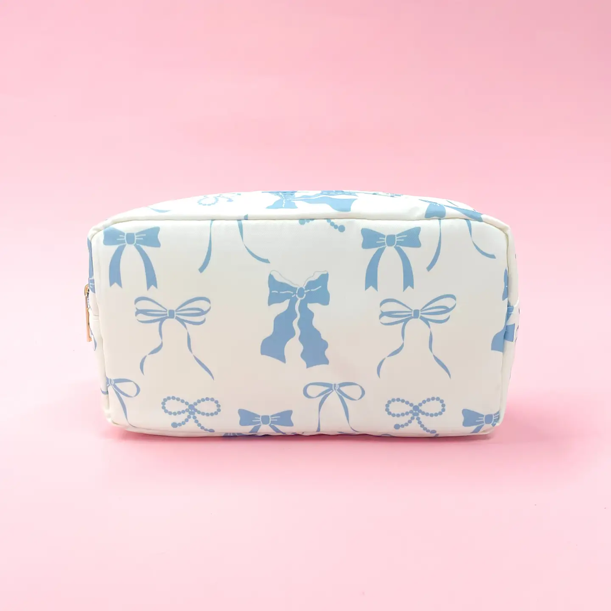 Blue Bows Nylon Cosmetic Zipper Bag