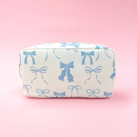 Blue Bows Nylon Cosmetic Zipper Bag