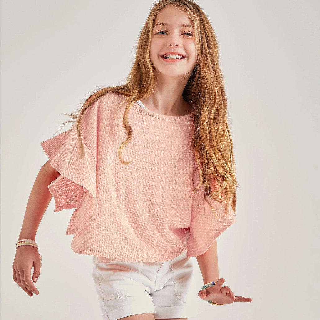 Ruffle Sleeves Loose-Fit Knit Top
