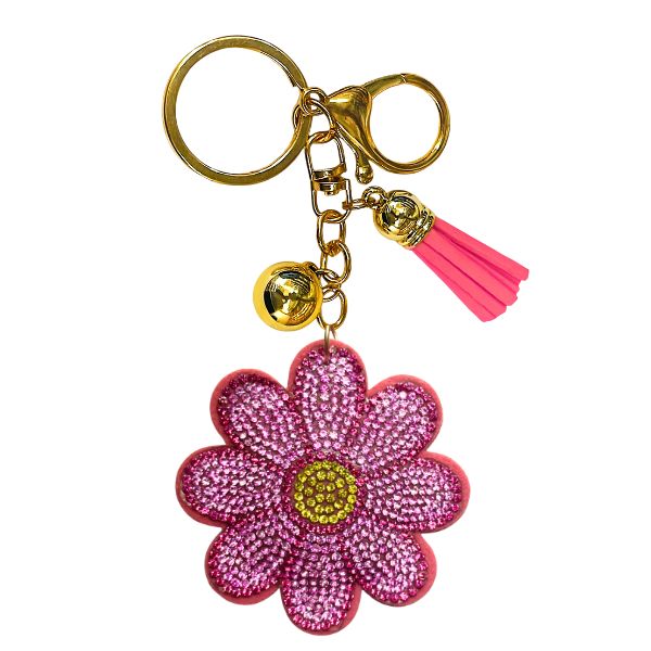 Rhinestone Keychain | Pink Flower