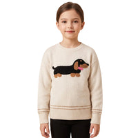 Fuzzy Dachshund Applique Sweater