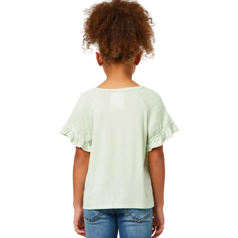 Smocked Shoulder Ruffle Sleeve Top